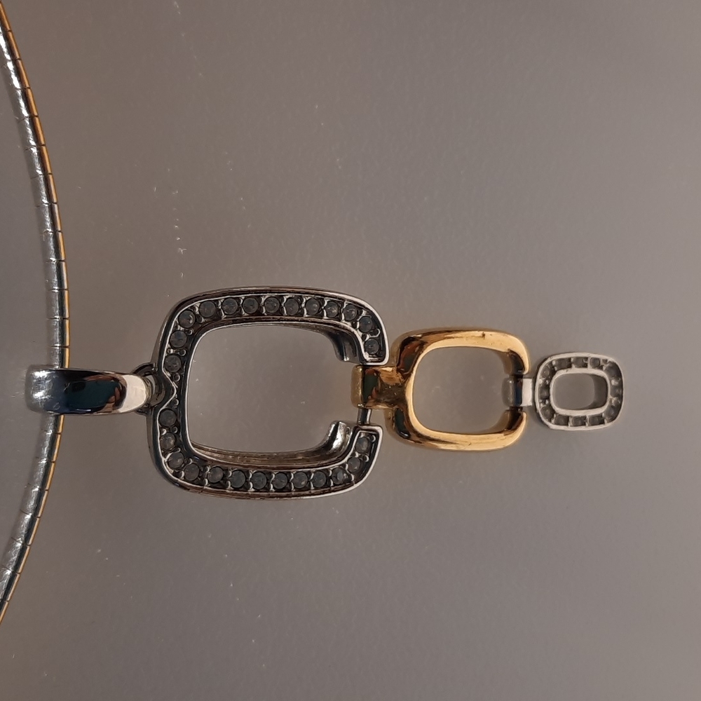 Lia Sophia "Trish" Reversible Silver / Gold Tone Necklace 17" quality with slide